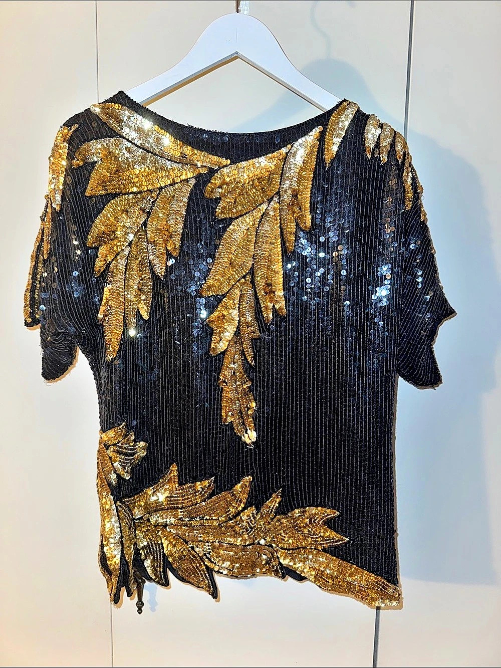Vintage Ornate Sequin Top in Black & Gold - Picture 2 of 9